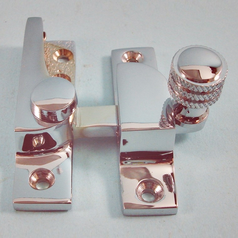 THD078N/CP • Non-Locking • Polished Chrome • Narrow Straight Arm Knurled Knob Sash Fastener